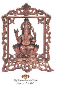 Rectangular Frame Brass Ganesh Wall Hanging