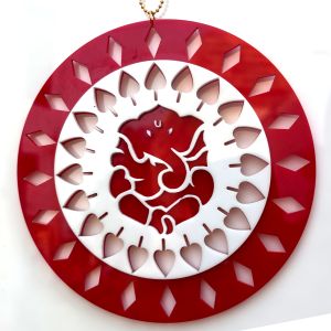 Acrylic Red White Ganesh Wall Art