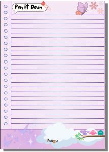 Vaagu Purple Pen Designer A5 Lined Notepad Cute Statioery