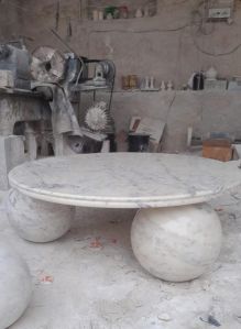 Bold Symmetry Centre Table (White Carrara Marble)