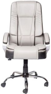 Grey Leather High Back Office Boss Chair