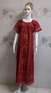 Ladies Red Kalamkari Cotton Nighty