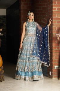 Ladies Blue And Navy Blue Lehenga