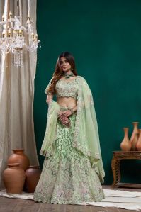 Ladies Green Embroidered Lehenga