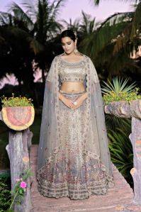 Ladies Grey Embroidered Lehenga