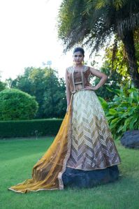 Ladies Mustard Embroidered Lehenga