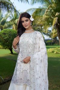 Ladies White Gharara Suit