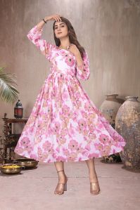 Ladies Floral Print Georgette Dress