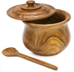 Sheesham wood serving pot not inclueded spoon