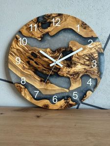 Wood and epoxy clock