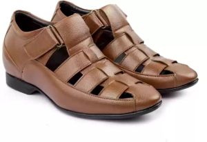 Mens Brown Leather Buckle Sandal