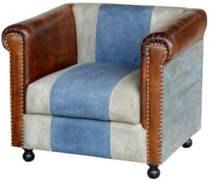 single seater leather canvas sofa