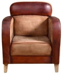 Single Seater Leather Canvas Mix Sofa