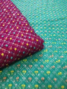 semi nylon net sequence embroidery fabric