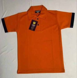 Men Orange Polo Neck T Shirt