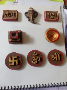 Set of om swastik shree shubh labh hawan kund ganesh mukh