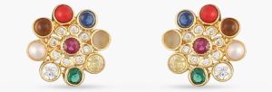 VARNIKA NAVARATNA SILVER STUD EARRINGS