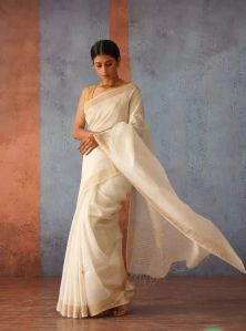 White Linen Saree