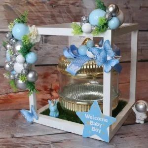 Round Glass Gift Jar on MDF Stand