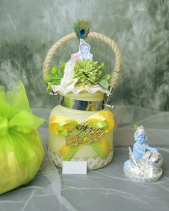 Yellow Krishna Theme Gift Jar