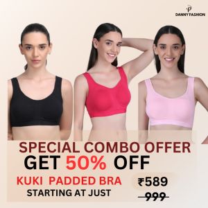 Padded Sports Bra in Combo Pack Of 3 Colour (Pink, Black, Light Pink)