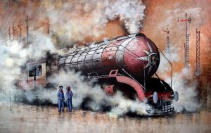 Nostalgia Of Indian Steam Locomotives Canvas Painting