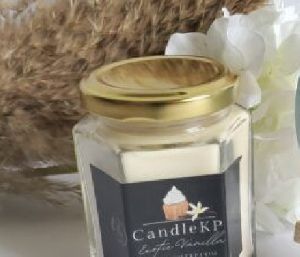 Premium Exotic vanilla scented jar candles- Hexagon Jar