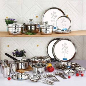 Cook & Serve Stainless Steel Dinner Set 45 Pcs