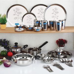 Dine & Cook Stainless Steel Dinner Set 58 Pcs