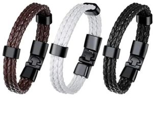 riple Layer Braided Rope Leather Wrist Band Wrap Bracelet Combo