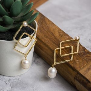 modern brass earrings