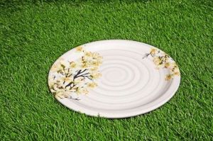 Melamine Spiral White Printed Dinner Plate