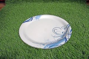 Melamine White And Blue Printed Dinner Plate