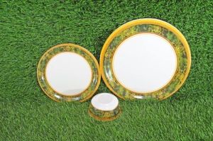 Melamine Yellow Printed Plate Set