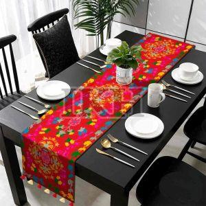 Red floral Handmade Wool Threadwork suzani Table Runner