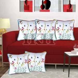 Set of 2/3/5 Vibrant Wildflowers Hand Embroidered Sofa Pillows Cover