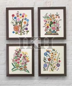 Set of 2/4 Bouquet of Wildflowers Framed Wall Hangings