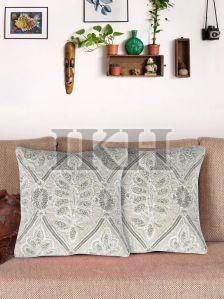 White Beaded Throw Cushion Cover