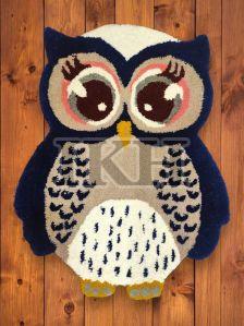 Wool Tufted Owl Rug Handmade Woven Wall Hanging