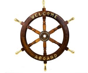 24 Wooden Ship Wheel Nautical Premium Sailor's Hand Crafted Brass & Wooden Ship Wheel Luxury Gift Decor Boat Collectibles