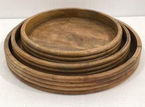 Round Mango Wood Tray Set