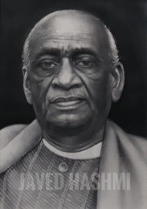 sardar vallabhbhai patel charcoal paper painting