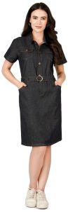 Ladies Indigo Belted Denim Dress