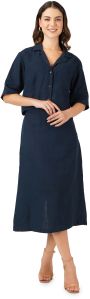 Ladies Midnight Romance Linen Shirt & Skirt Set