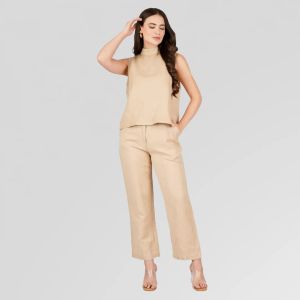 Ladies Neutral Minimalist Linen Co-Ord Set