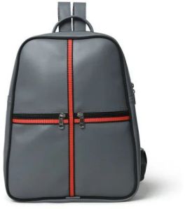 Grey Leather Laptop Backpack