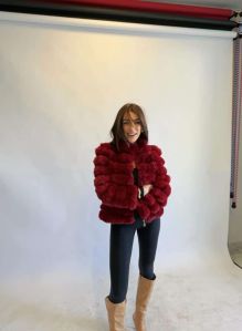 Ladies Mahroon Furr Jacket