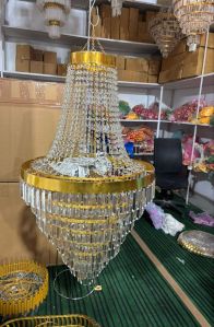 Traditional Golden Frame Crystal Hanging Chandelier