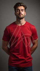 Mens Premium Polyester Red Round Neck T-Shirts