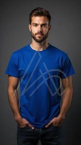 Mens Premium Polyester Royal Blue Round Neck T-Shirts